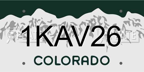 1KAV26 Colorado License Plate