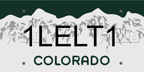 1LELT1 Colorado License Plate