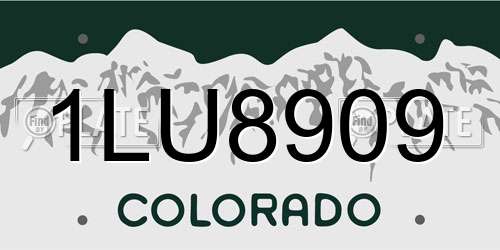 1LU8909 Colorado License Plate