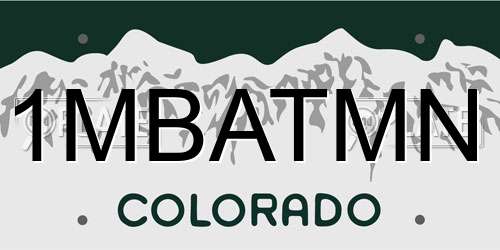 1MBATMN Colorado License Plate