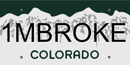 1MBROKE Colorado License Plate