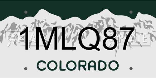 1MLQ87 Colorado License Plate