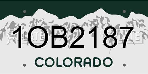 1OB2187 Colorado License Plate