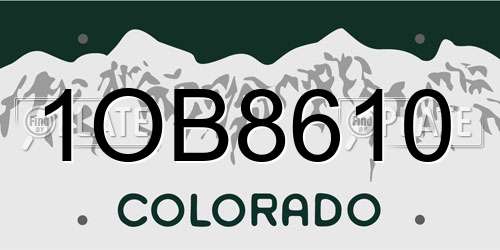1OB8610 Colorado License Plate