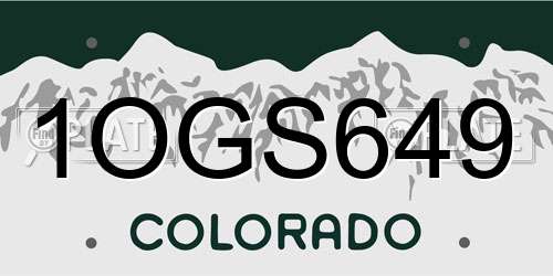 1OGS649 Colorado License Plate