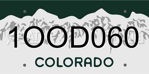 1OOD060 Colorado License Plate