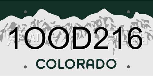 1OOD216 Colorado License Plate