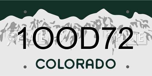 1OOD72 Colorado License Plate