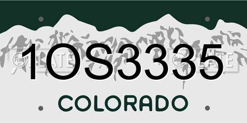 1OS3335 Colorado License Plate