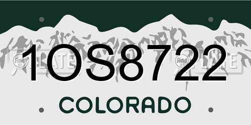 1OS8722 Colorado License Plate