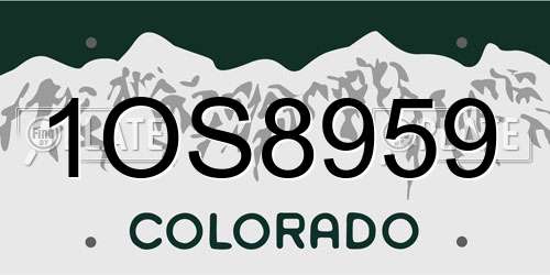 1OS8959 Colorado License Plate