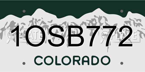 1OSB772 Colorado License Plate