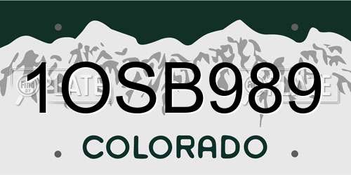1OSB989 Colorado License Plate