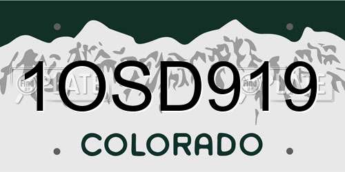 1OSD919 Colorado License Plate