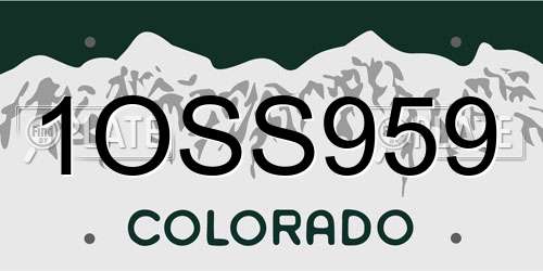 1OSS959 Colorado License Plate