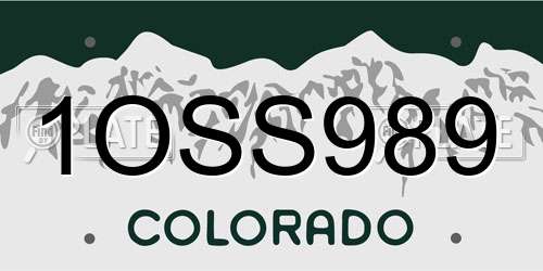 1OSS989 Colorado License Plate