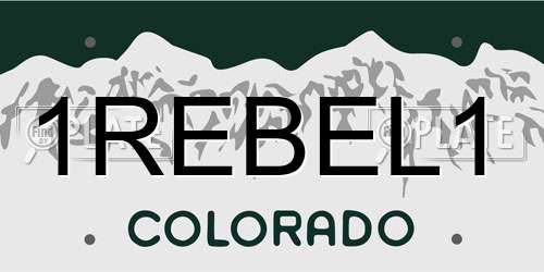 1REBEL1 Colorado License Plate