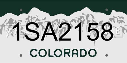 1SA2158 Colorado License Plate