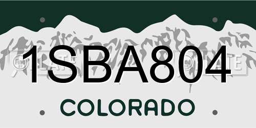 1SBA804 Colorado License Plate