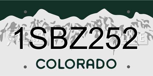 1SBZ252 Colorado License Plate