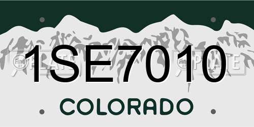1SE7010 Colorado License Plate
