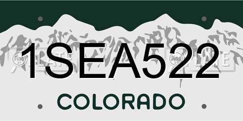 1SEA522 Colorado License Plate