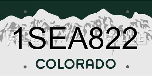 1SEA822 Colorado License Plate