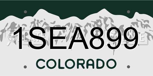 1SEA899 Colorado License Plate