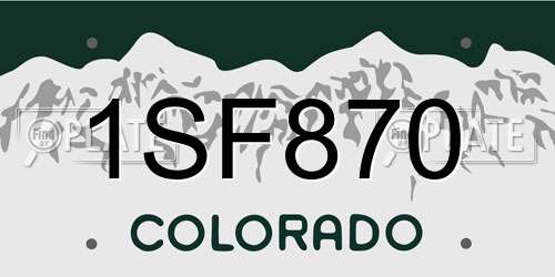 1SF870 Colorado License Plate