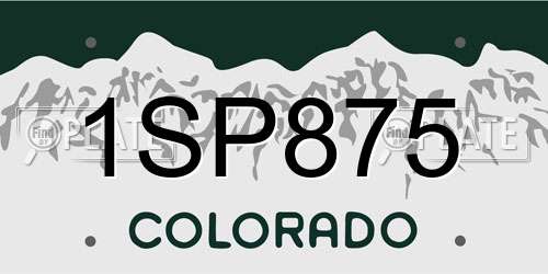 1SP875 Colorado License Plate