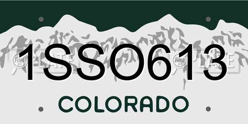 1SSO613 Colorado License Plate