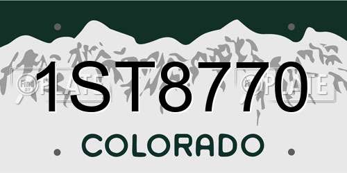 1ST8770 Colorado License Plate