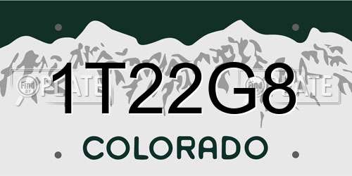 1T22G8 Colorado License Plate