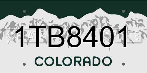 1TB8401 Colorado License Plate
