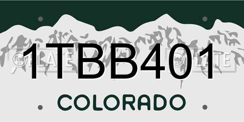 1TBB401 Colorado License Plate