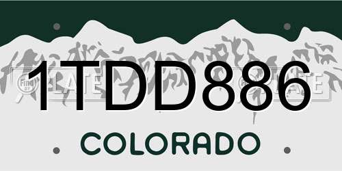 1TDD886 Colorado License Plate
