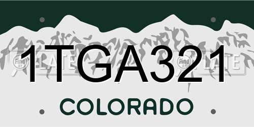 1TGA321 Colorado License Plate