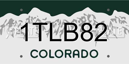 1TLB82 Colorado License Plate