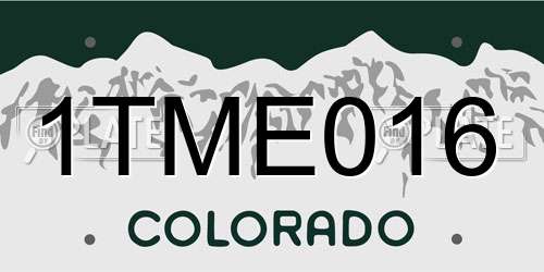 1TME016 Colorado License Plate