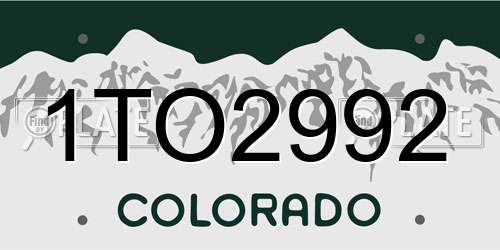 1TO2992 Colorado License Plate