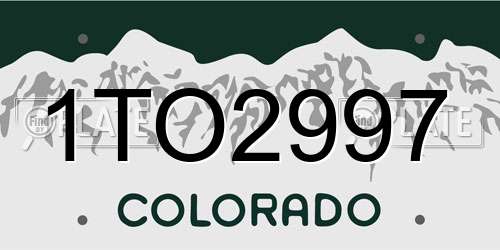 1TO2997 Colorado License Plate
