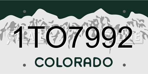 1TO7992 Colorado License Plate