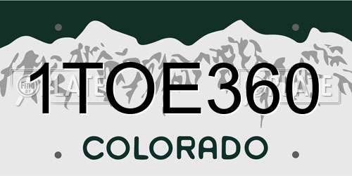 1TOE360 Colorado License Plate