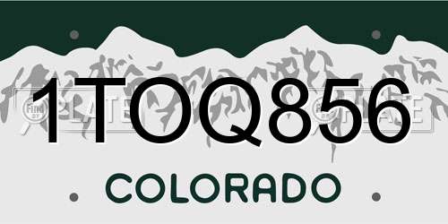 1TOQ856 Colorado License Plate