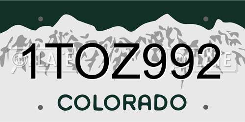 1TOZ992 Colorado License Plate