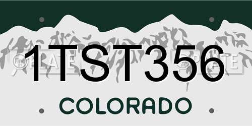 1TST356 Colorado License Plate
