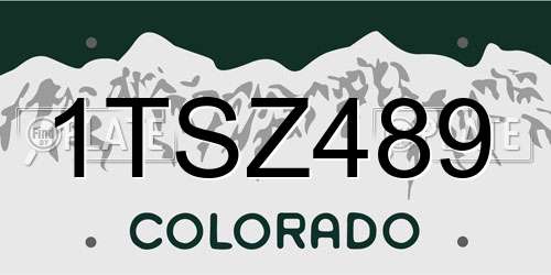1TSZ489 Colorado License Plate