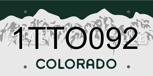 1TTO092 Colorado License Plate
