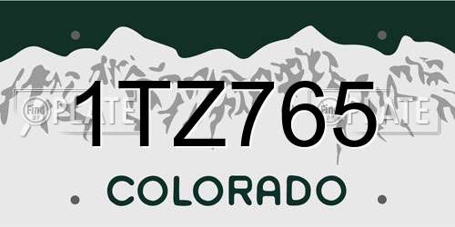 1TZ765 Colorado License Plate