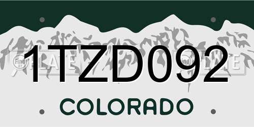 1TZD092 Colorado License Plate